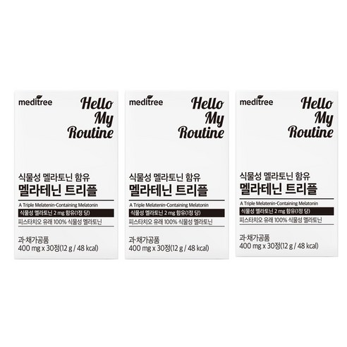 메디트리 식물성 멜라토닌 멜라테닌 트리플, 30정, 3개