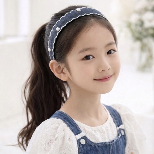 반반하니 하트데님 헤어밴드 머리띠
