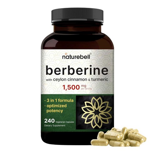 [NatureBell] 네이처벨 베르베린 고함량 1500mg 영양제 240캡슐 NatureBell Berberine Supplement 1500mg, 240정, 1개