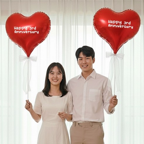 마마픽스 커스텀 레터링 하트 풍선 이벤트 세트, 1세트, 레드