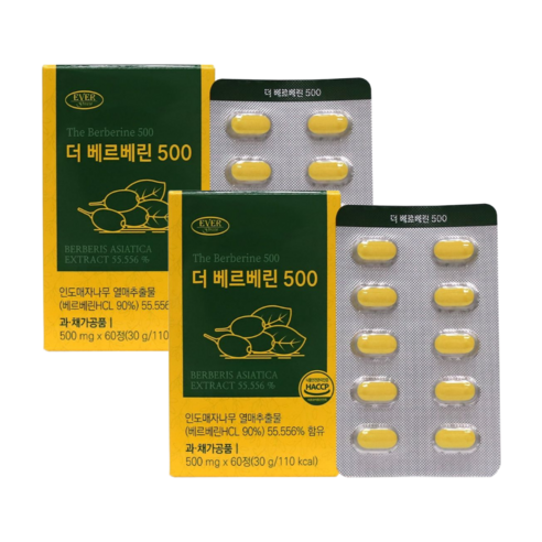 베르베린500 HCL 인도 매자나무열매 추출물 흑후추, 2개, 60정