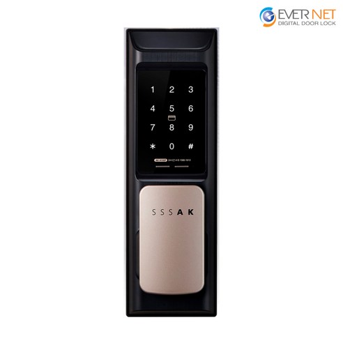 에버넷 무타공 푸시풀 도어락 에버플러스 AK-N102P 현관번호키 (번호+카드)