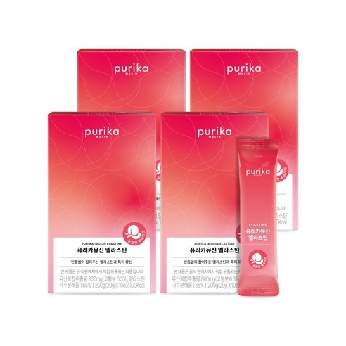 [본사정품] 퓨리카뮤신 엘라스틴 4박스 40포 복숭아맛, 200g, 4박스