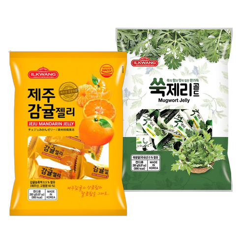 [식자재랑] 일광제과 인기상품세트 ( 제주감귤젤리 280g + 쑥제리골드 280g ), 1세트, 560g
