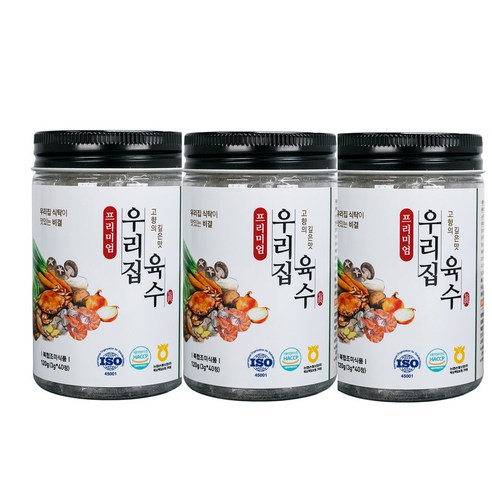 프리미엄우리집육수 120g (3g X 40정 X 1개(통) 코인육수 해물분말육수 국내제조 HACCP인증, 3개, 120g