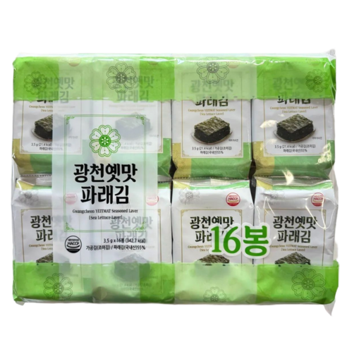 광천옛맛 파래김3.5gX16봉, 5개, 56g