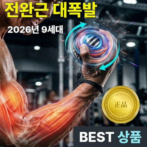 위드밸류 9세대 자이로볼 전완근 악력 손목 스트레칭 운동기구 홈트 파워볼, 1개, 퓨어 클리어 블랙