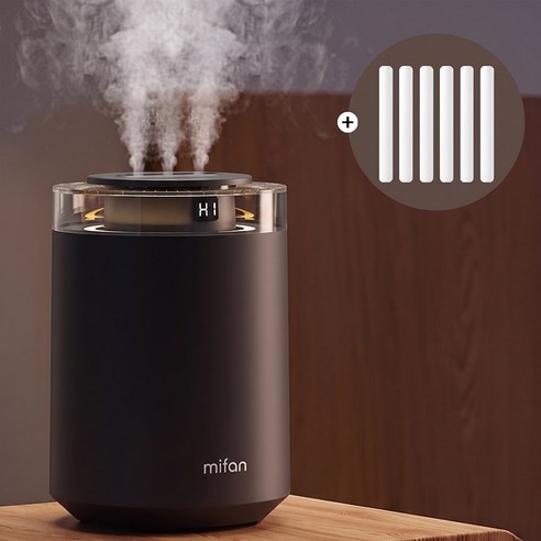 MIFAN 3구 분무 초음파 가습기 3.5L 무소음 무드등 탁상용 가정용 USB 무선 가습기, 블랙, X8