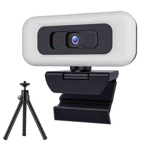 RUNDX 4K 웹캠 마이크내장 방송용 수업용 화상카메라 + 삼각대 세트, 블랙, 1개