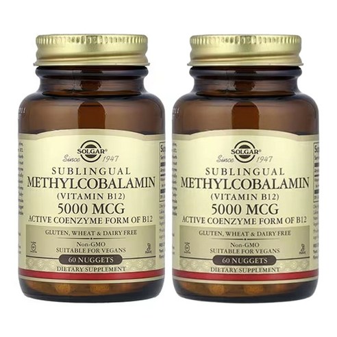 솔가 설하 메틸 코발라민 (비타민 B12) 5,000 mcg 60 너겟, 2개, 60정