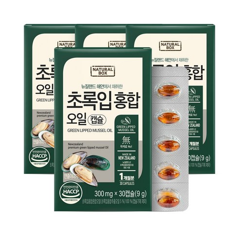 내추럴박스 초록입홍합 오일캡슐 300mg, 30정, 4개