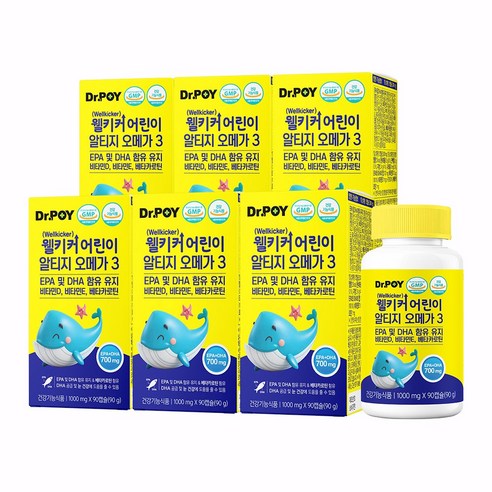닥터포이 웰키커 어린이 츄어블 알티지 오메가3 DHA EPA 합700 mg 90캡슐 1개월분, 6개, 90정