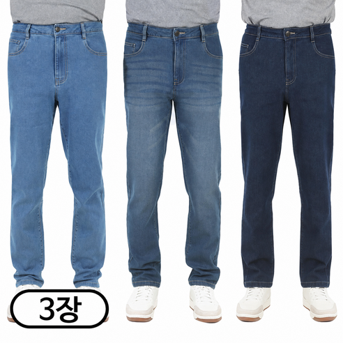 가을 완벽맞춤수선 기장선택가능 사방스판 허리밴딩 4050 남성 프리미엄 청바지 3종세트 리빌모아 데님