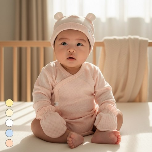 출산백일선물 신생아 아기 3종 필수 세트 배냇수트