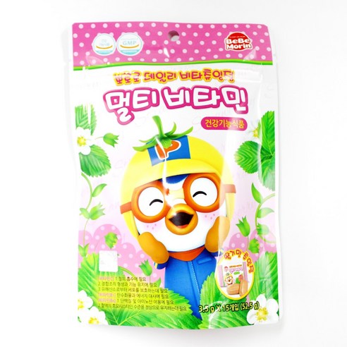 뽀로로 데일리 비타츄잉정 멀티 비타민 15정 딸기맛, 52.5g, 4개