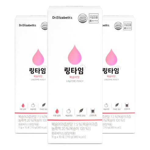 닥터엘리자베스 수분충전 링타임 비타민C 500 복숭아맛 스틱 10포 3박스