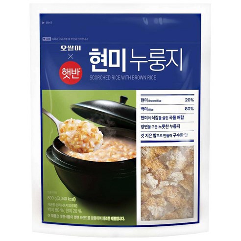 오쌀미 햇반 현미누룽지, 800g, 9개
