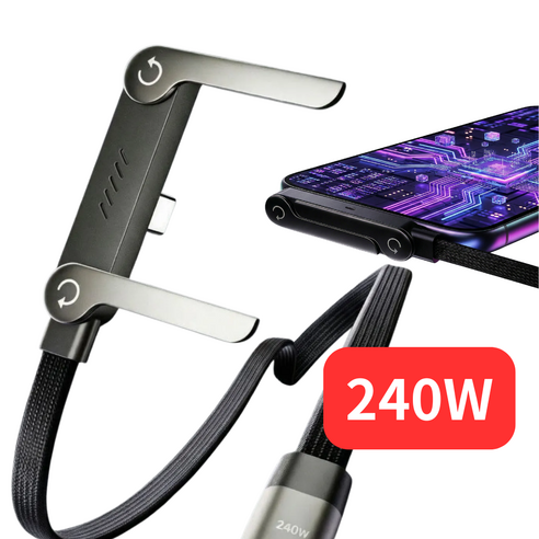 유누엔 240W 고속 충전기 거치대 C타입, 1개, 블랙
