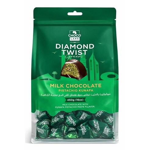 Choco lake Diamond Twist 밀크 초콜릿 피스타치오 쿠나파 450g (2팩) 총 900g