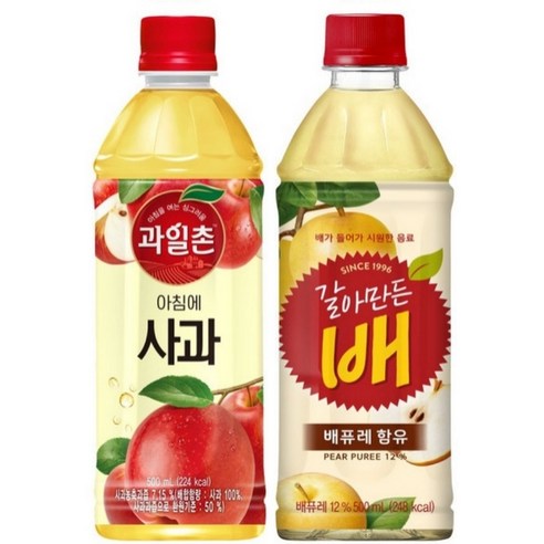 해태음료 과일촌 아침에 사과+갈아만든배 2종 각 12개씩 혼합