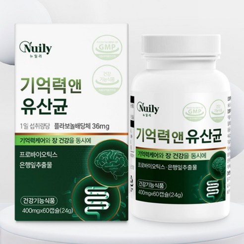기억력앤유산균 프로바이오틱스 은행잎추출물 기억력케어와 장건강과 혈행개선 배변활동에 도움을 줄 수 있음 6개월분