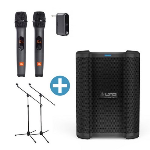 ALTO BUSKER+JBL AS3 무선마이크 세트+마이크스탠드2PCS+AS3 블루투스스피커 충전식 앰프내장 스피커 버스킹 전용