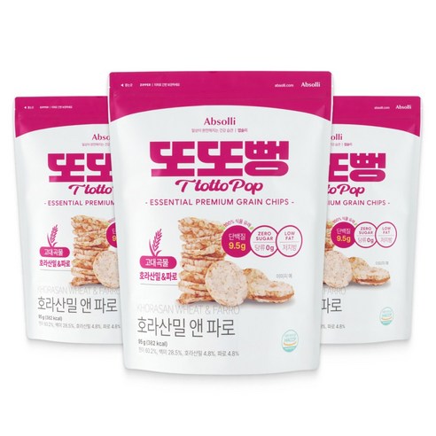 또또뻥 현미 고단백 뻥튀기 과자 아기 쌀 뻥튀기 호라산밀 앤 파로 뻥튀기, 3개, 95g