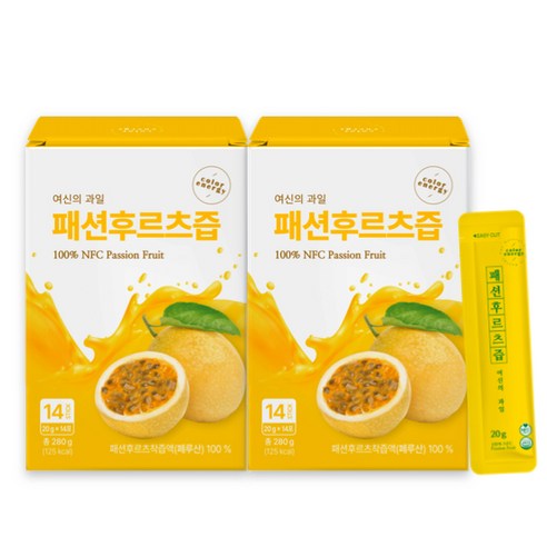 컬러에너지 패션후르츠즙 100% NFC 패션프루트 비타민C 과일즙 14포, 280g
