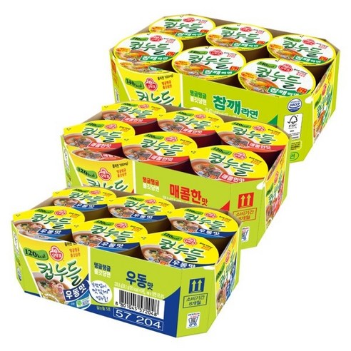 컵누들(18종/24종 선택) 참깨라면 6개 + 컵누들 매콤한맛 6개 + 컵누들 우동맛컵 6개 + 컵누들 짬뽕맛컵 6개, 3개