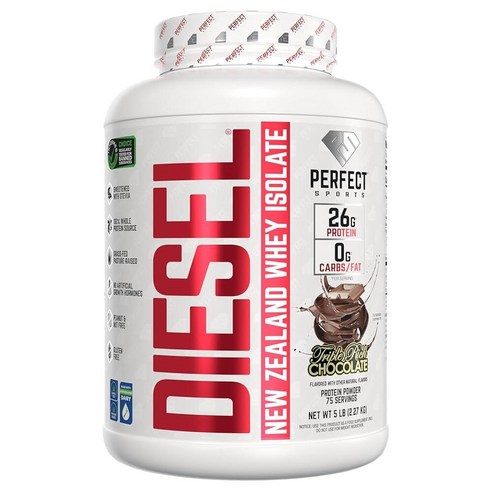 PERFECT SPORTS Diesel 100% 뉴질랜드 분리 유청 단백질 | 스테비아 단맛, 인공 성분 없음, 케토 | 탄수화물 0g, 지방 0g, 단백질 26g | 2.3k