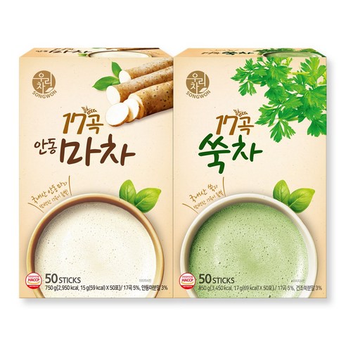 송원 우리차 17곡 안동마차 50T + 쑥차 50T, 1세트, 50개입, 15g