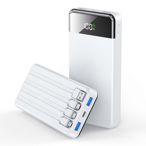 UOOFON  일체형 보조배터리 고속충전 30000mAh 대용량 PD 22.5W QC3.0 잔량표시+ 4개 케이블 멀티단자