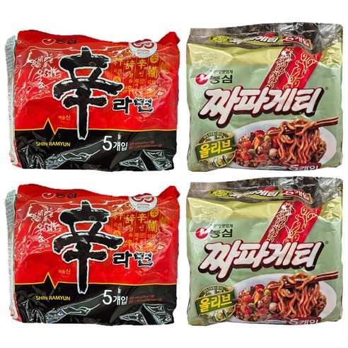 농심 신라면 5p x 2개 + 짜파게티 5p x 2개 세트, 20개