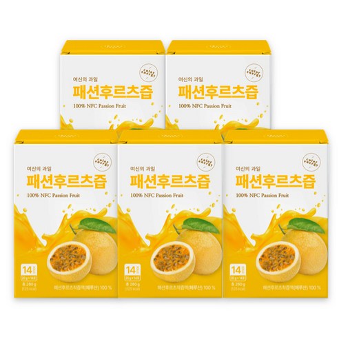컬러에너지 패션후르츠즙 100% NFC 패션프루트 착즙 스틱 14포, 280g, 5박스