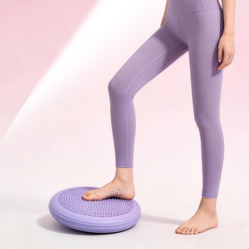 키초비 필라테스 요가 밸런스쿠션 미니 에어펌프 세트 코어 균형 홈트 운동기구, 보라색