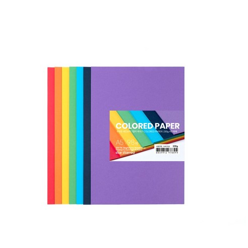 star starred 두꺼운(230g) 레인보우 7컬러 색지(7 COLORED PAPER)