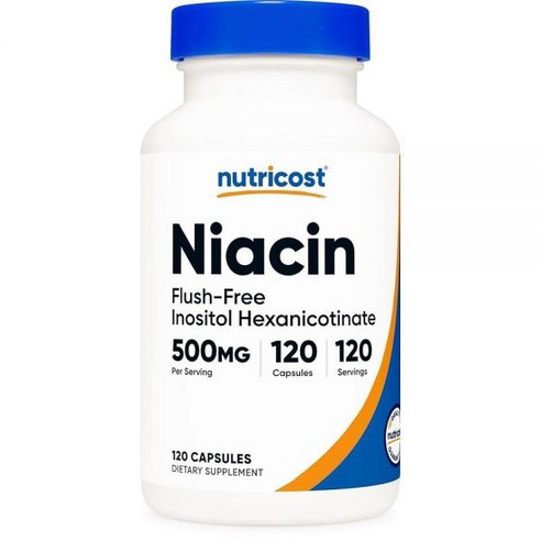 Nutricost Niacin (Flush-Free) Inositol Hexanicotinate 500mg, 120 CAP 모자sules, Vitamin B3 184234