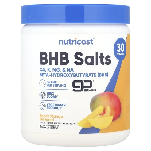 Nutricost BHB 소금 goBHB® 복숭아 망고 249g(8.9oz)