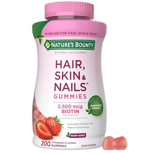네이쳐스바운티 비오틴 200구미 딸기맛(미국기준 권장량 표기 : 2500mcg/1일 2구미 섭취 100일치), 4개, 200정