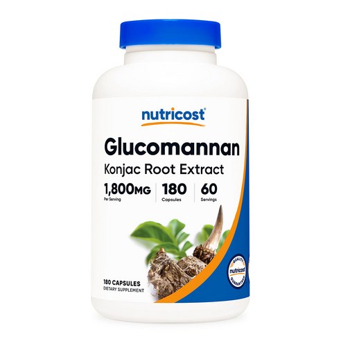 뉴트리코스트 글루코만난 600mg 캡슐, 180캡슐, 1서빙 1,800mg, 60회분 Glucomannan Capsules [180 CAPS], 2개, 180캡슐, 180정