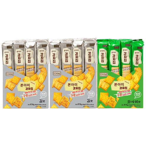 무배] 본아미(bonami) 감자칩 68g x 12봉 X 3 ( 총 36봉) (김맛24봉 +와사비맛 12봉 ), 68g, 36개