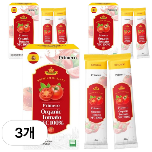 프리메로 유기농 토마토 NFC 100%, 스페인 토마토즙 스틱, 3박스, 400ml