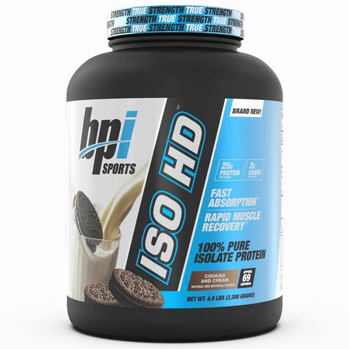 BPI스포츠 ISO HD 퓨어 아이솔레이트 프로틴 (쿠키 앤 크림 맛) 2,208g, 2.208kg, 4개