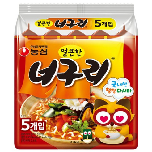 농심 너구리 얼큰한맛 5개 1봉