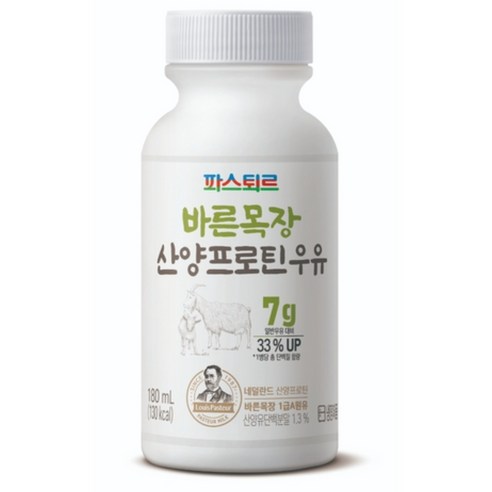 파스퇴르 바른목장 산양프로틴 우유, 180ml, 24개