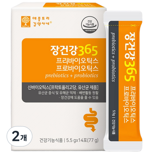 애플트리김약사네 장건강365 프리/프로바이오틱스 2주분, 1박스, 비피더스 유산균, 5.5g, 2개