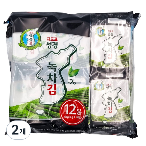 지도표 성경 녹차 도시락김 (4g*12입), 48g, 2개