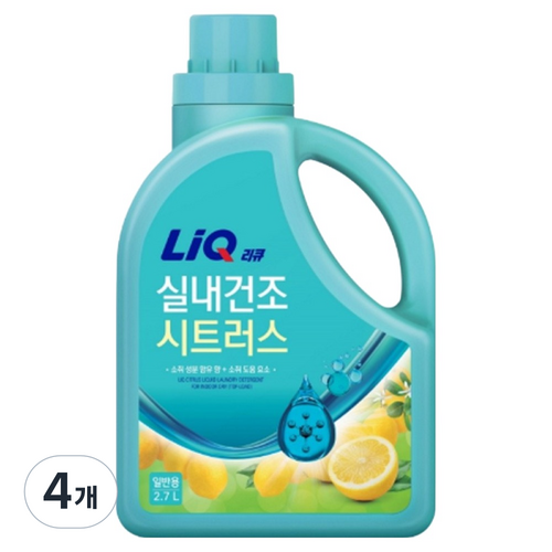 리큐 실내건조 시트러스 일반 용기, 2.7L, 1개입, 4개