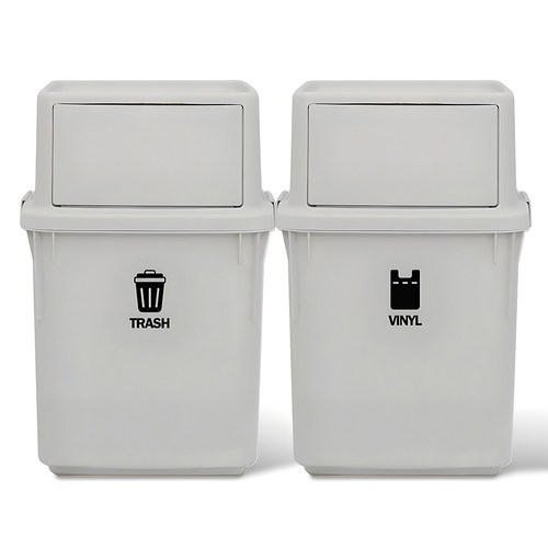 라이피스트 컬러빈 분리수거함 2p, 라이트그레이, 35L