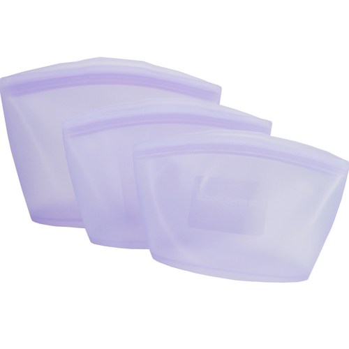 실리팟 프리미엄 실리콘 지퍼백 3종 세트 S + M + L, 라벤더, 1세트
